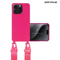 Θήκη Σιλικόνης με Strap CarryHang Sonique Apple iPhone 15 Pro Φούξια