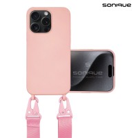 Θήκη Σιλικόνης με Strap CarryHang Sonique Apple iPhone 15 Pro Max Ροζ