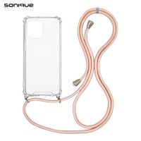 Θήκη Σιλικόνης με Κορδόνι Sonique Armor Clear Xiaomi Redmi 12 4G / Redmi 12 5G Ροζ Σατινέ