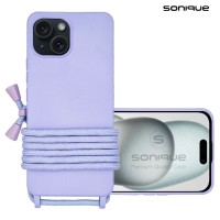 Θήκη Σιλικόνης με Κορδόνι CarryHang Sonique Apple iPhone 15 Λιλά