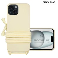 Θήκη Σιλικόνης με Κορδόνι CarryHang Sonique Apple iPhone 15 Μπεζ