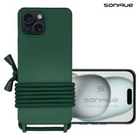 Θήκη Σιλικόνης με Κορδόνι CarryHang Sonique Apple iPhone 15 Πράσινο Σκούρο