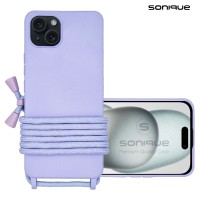 Θήκη Σιλικόνης με Κορδόνι CarryHang Sonique Apple iPhone 15 Plus Λιλά