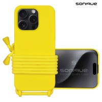 Θήκη Σιλικόνης με Κορδόνι CarryHang Sonique Apple iPhone 15 Pro Κίτρινο