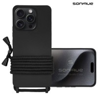 Θήκη Σιλικόνης με Κορδόνι CarryHang Sonique Apple iPhone 15 Pro Μαύρο