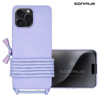 Θήκη Σιλικόνης με Κορδόνι CarryHang Sonique Apple iPhone 15 Pro Max Λιλά