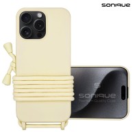 Θήκη Σιλικόνης με Κορδόνι CarryHang Sonique Apple iPhone 15 Pro Max Μπεζ