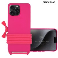 Θήκη Σιλικόνης με Κορδόνι CarryHang Sonique Apple iPhone 15 Pro Max Φούξια