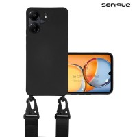Θήκη Σιλικόνης με Strap CarryHang Sonique Xiaomi Redmi 13C 4G / Redmi 13C 5G / Poco C65 4G Μαύρο