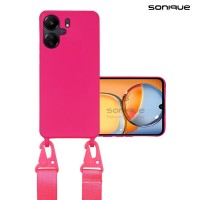 Θήκη Σιλικόνης με Strap CarryHang Sonique Xiaomi Redmi 13C 4G / Redmi 13C 5G / Poco C65 4G Φούξια