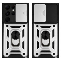 Θήκη Ring Armor CamPro Sonique για Samsung Galaxy S22 Ultra Ασημί