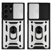 Θήκη Ring Armor CamPro Sonique για Samsung Galaxy S23 Ultra Ασημί