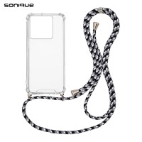 Θήκη Σιλικόνης με Κορδόνι Sonique Armor Clear Xiaomi Redmi Note 13 5G Rainbow Μαύρο