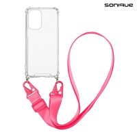 Θήκη Σιλικόνης με Strap Sonique Armor Clear Xiaomi Poco F5 5G Φούξια