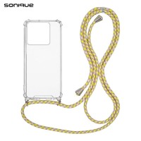 Θήκη Σιλικόνης με Κορδόνι Sonique Armor Clear Xiaomi Redmi Note 13 Pro 5G / Poco X6 5G Rainbow Κίτρινο