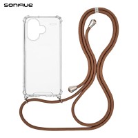 Θήκη Σιλικόνης με Κορδόνι Sonique Armor Clear Xiaomi Redmi Note 13 Pro Plus 5G Καφέ