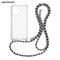 Θήκη Σιλικόνης με Κορδόνι Sonique Armor Clear Xiaomi Redmi Note 13 Pro Plus 5G Rainbow Μαύρο