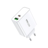 Φορτιστής REMAX Kiddy Series Fast Charge RP-U125 65W, USB-A+USB-C Λευκό