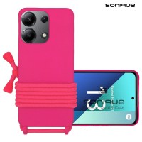 Θήκη Σιλικόνης με Κορδόνι CarryHang Sonique Xiaomi Redmi Note 13 4G Φούξια