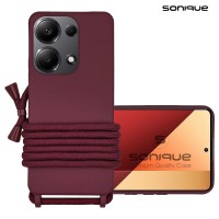 Θήκη Σιλικόνης με Κορδόνι CarryHang Sonique Xiaomi Redmi Note 13 Pro 4G / Poco M6 Pro 4G / Redmi Note 14S Μπορντό