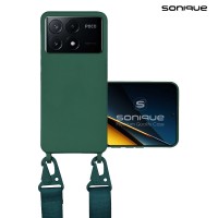 Θήκη Σιλικόνης με Strap CarryHang Sonique Xiaomi Poco X6 Pro 5G Πράσινο Σκούρο