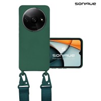 Θήκη Σιλικόνης με Strap CarryHang Sonique Xiaomi Redmi A3 / Redmi A3x Πράσινο Σκούρο