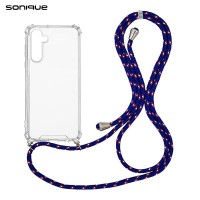 Θήκη Σιλικόνης με Κορδόνι Sonique Armor Clear Samsung Galaxy A35 5G Rainbow Μπλε
