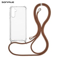 Θήκη Σιλικόνης με Κορδόνι Sonique Armor Clear Samsung Galaxy A55 5G Καφέ