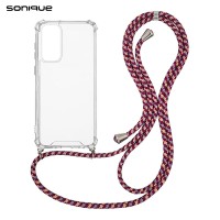 Θήκη Σιλικόνης με Κορδόνι Sonique Armor Clear Samsung Galaxy S23 FE Rainbow Μπορντό