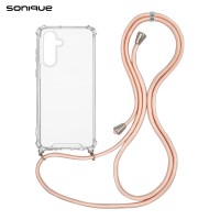 Θήκη Σιλικόνης με Κορδόνι Sonique Armor Clear Samsung Galaxy S24 Plus Ροζ Σατινέ