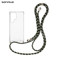 Θήκη Σιλικόνης με Κορδόνι Sonique Armor Clear Samsung Galaxy S24 Ultra Rainbow Πράσινο