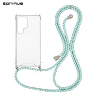 Θήκη Σιλικόνης με Κορδόνι Sonique Armor Clear Samsung Galaxy S24 Ultra Rainbow Βεραμάν