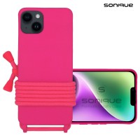 Θήκη Σιλικόνης με Κορδόνι CarryHang Sonique Apple iPhone 14 Plus Φούξια