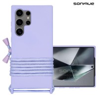 Θήκη Σιλικόνης με Κορδόνι CarryHang Sonique Samsung Galaxy S24 Ultra Λιλά