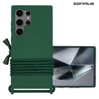 Θήκη Σιλικόνης με Κορδόνι CarryHang Sonique Samsung Galaxy S24 Ultra Πράσινο Σκούρο