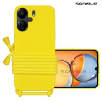 Θήκη Σιλικόνης με Κορδόνι CarryHang Sonique Xiaomi Redmi 13C 4G / Redmi 13C 5G / Poco C65 4G Κίτρινο