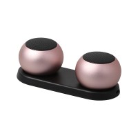 Ηχεία Bluetooth Sonique Mini TWS Double Luxury Beat Ροζ Χρυσό