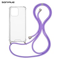 Θήκη Σιλικόνης με Κορδόνι Sonique Armor Clear Xiaomi Redmi Note 13 4G Λιλά