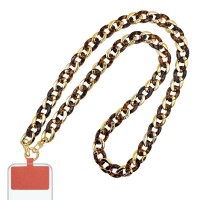 Κολιέ Λουράκι Sonique Golden Charm Ακρυλικό 120cm για Κινητό Καφέ