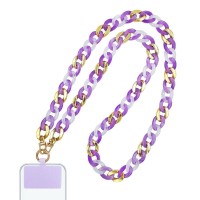 Κολιέ Λουράκι Sonique Golden Charm Ακρυλικό 120cm για Κινητό Λιλά