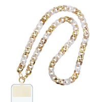 Κολιέ Λουράκι Sonique Golden Charm Ακρυλικό 120cm για Κινητό Μπεζ
