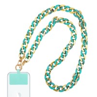 Κολιέ Λουράκι Sonique Golden Charm Ακρυλικό 120cm για Κινητό Τιρκουάζ