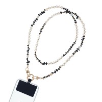 Κολιέ Λουράκι Sonique Gemstone από Πέτρα & Ακρυλικό 120cm για Κινητό Μαύρο