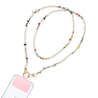 Κολιέ Λουράκι Sonique Gemstone από Πέτρα & Ακρυλικό 120cm για Κινητό Πολύχρωμο