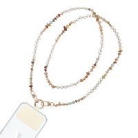 Κολιέ Λουράκι Sonique Gemstone από Πέτρα & Ακρυλικό 120cm για Κινητό Πορτοκαλί