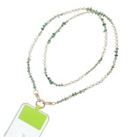 Κολιέ Λουράκι Sonique Gemstone από Πέτρα & Ακρυλικό 120cm για Κινητό Πράσινο