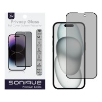 Privacy Glass Sonique Premium Series HD Full Cover 9H Apple iPhone 15 / iPhone 16 Μαύρο
