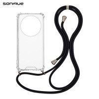 Θήκη Σιλικόνης με Κορδόνι Sonique Armor Clear Honor Magic5 Lite 5G Μαύρο