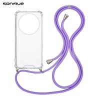 Θήκη Σιλικόνης με Κορδόνι Sonique Armor Clear Honor Magic5 Lite 5G Λιλά