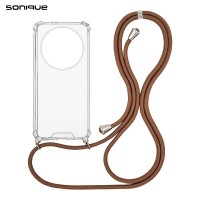 Θήκη Σιλικόνης με Κορδόνι Sonique Armor Clear Honor Magic5 Lite 5G Καφέ